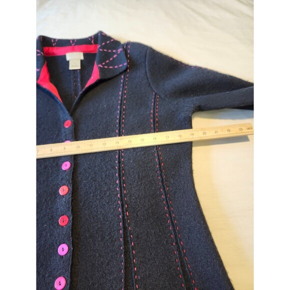 Women's Size Small 100% Wool Jacket Black Pink & Red Details Sigrid Olsen - Picture 5 of 9